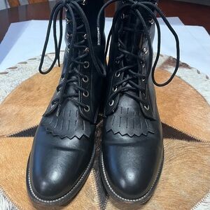 Black Justin Mckean Lace Up Leather Boots